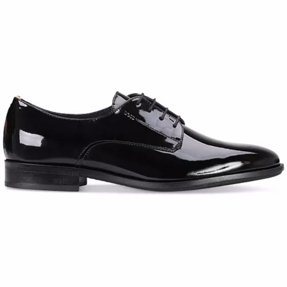 Boss By Hugo Boss Men\'s Black Colby Derby Patent Leather Dress Shoes Size US 8